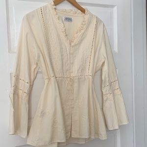 AYLLU off-white boho blouse